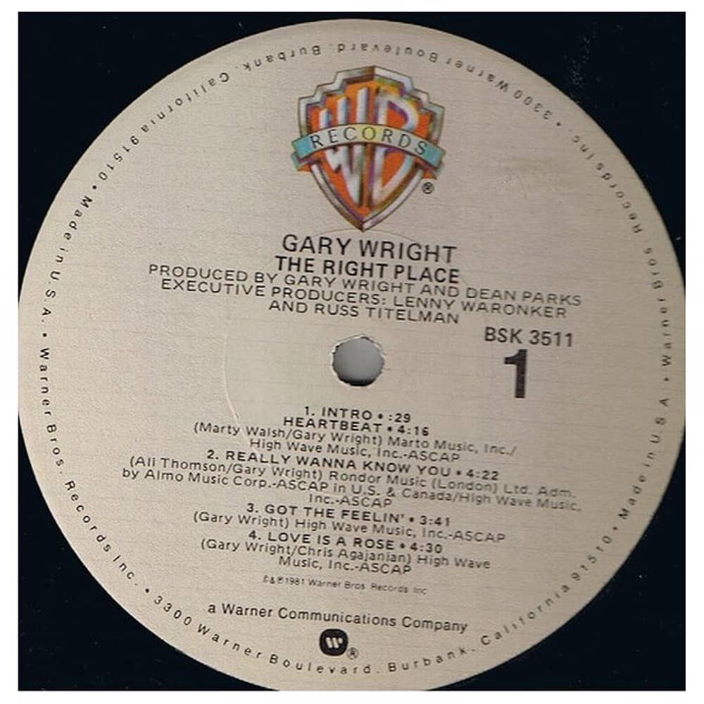 Gary Wright - The Right Place (promo Copy) | Vinilo Usado image number 2.0
