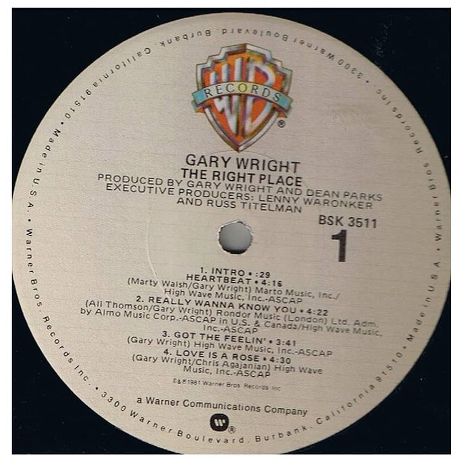 Gary Wright - The Right Place (promo Copy) | Vinilo Usado image number 2.0