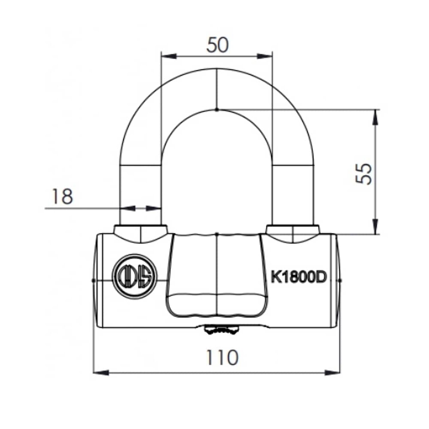 Candado Bicicleta U Lock Odis Bike K1800dcon Cadena 10mm X 1,1m Llave Disco image number 3.0