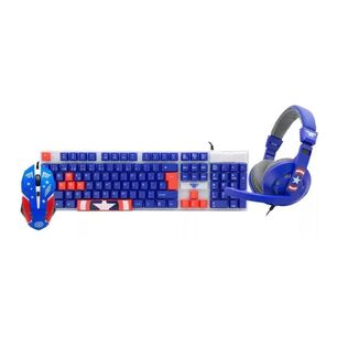 Kit Gamer Teclado Mouse Audifonos Capitan America Infantil