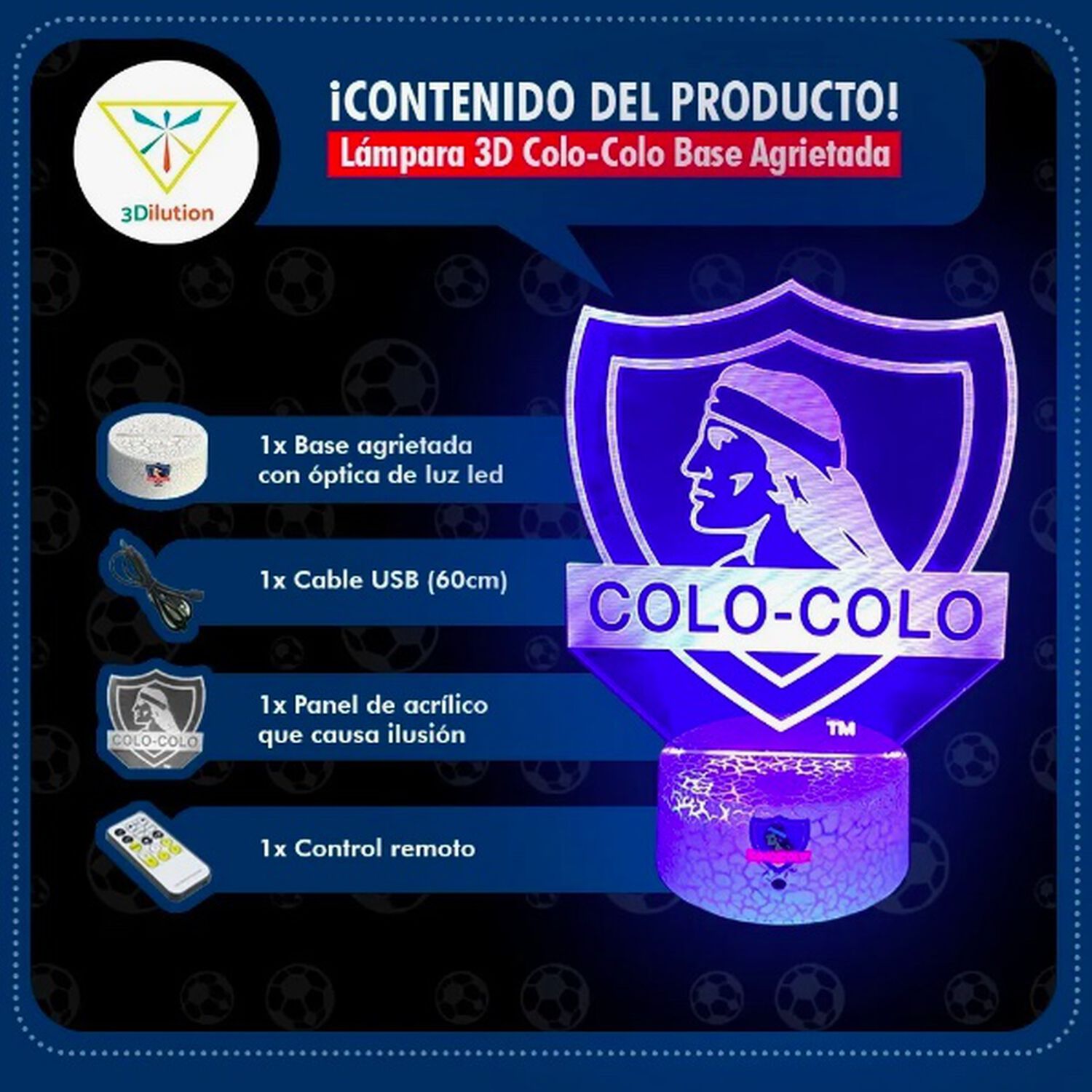 L&aacute;mpara 3d Colo Colo image number 3.0