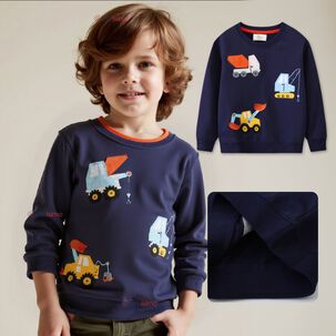 Poler&oacute;n Ni&ntilde;o Manga Larga 100% Algod&oacute;n Azul Gruas