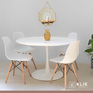 Comedor Mesa Tulip Blanca - 4 Sillas Eames Blancas