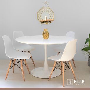 Comedor Mesa Tulip Blanca - 4 Sillas Eames Blancas