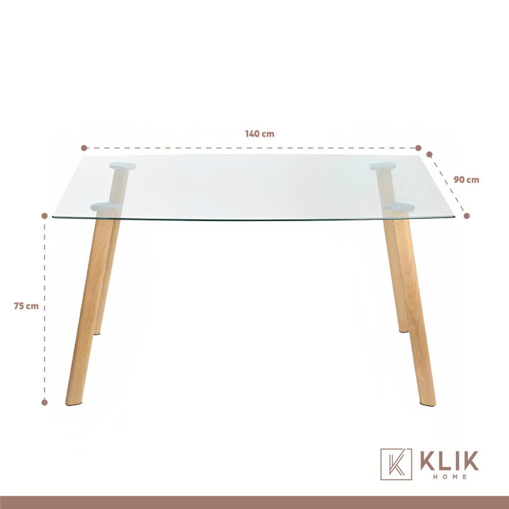 Comedor Mesa De Vidrio Rectangular 140x90cm + 6 Sillas Dining Liana Acolchadas - Blancas image number 4.0