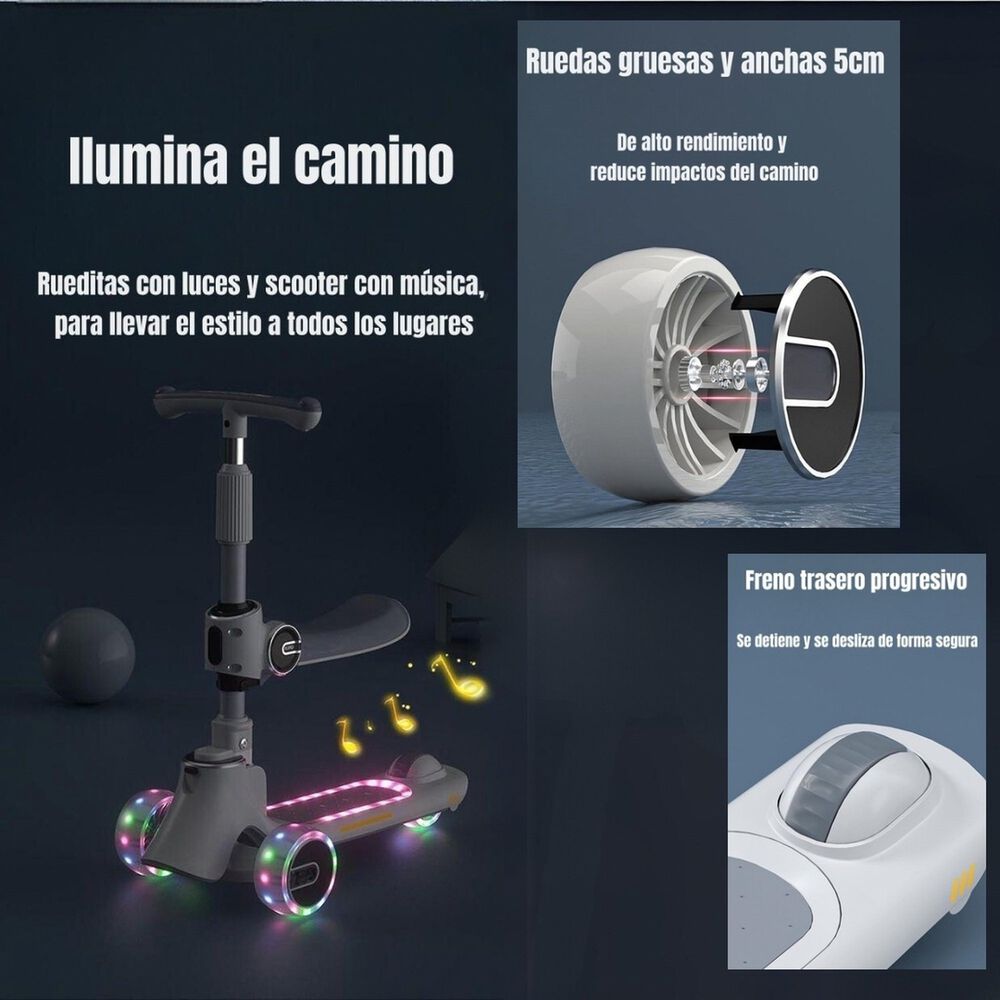 Scooter 3 Ruedas 2 En 1 &Uacute;ltra Resistente Lubabycas Rosado image number 4.0