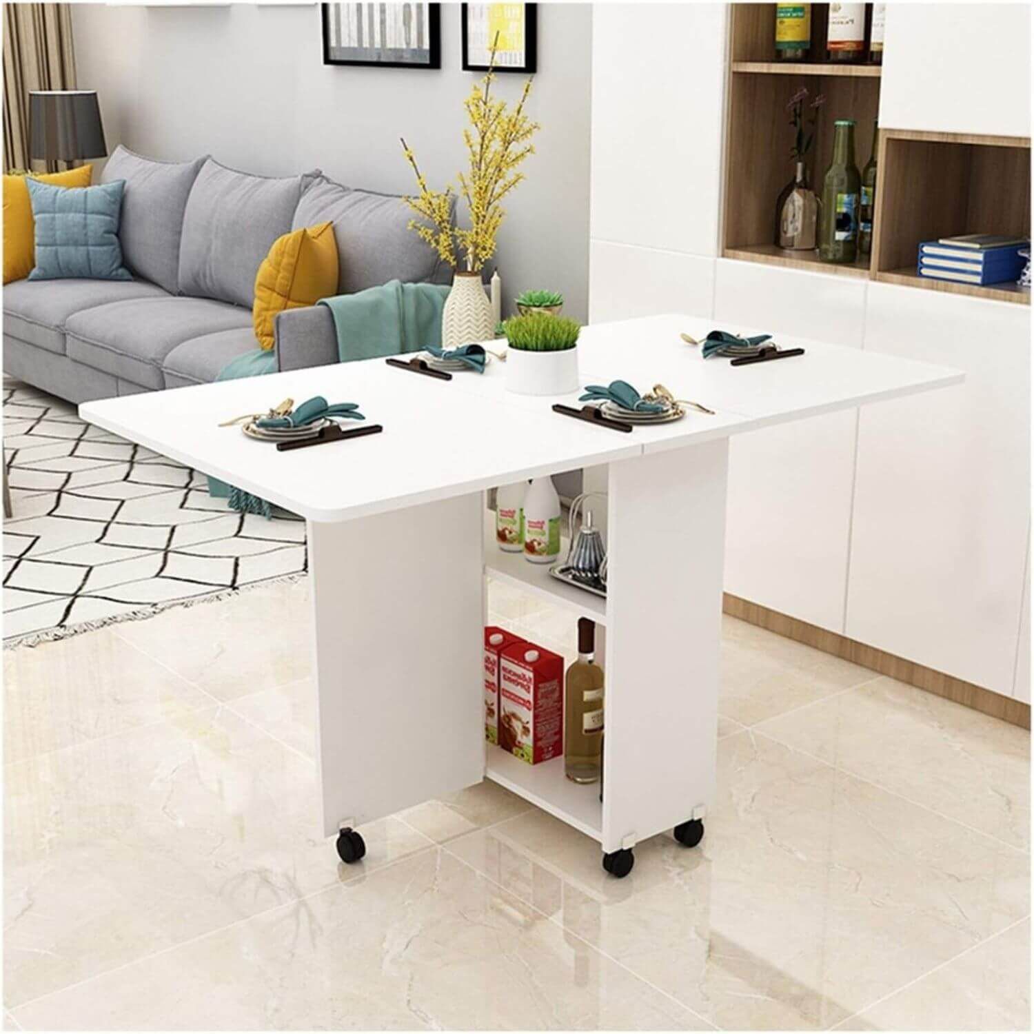 Mesa De Comedor Plegable Blanco 140x80x77 Cm image number 2.0
