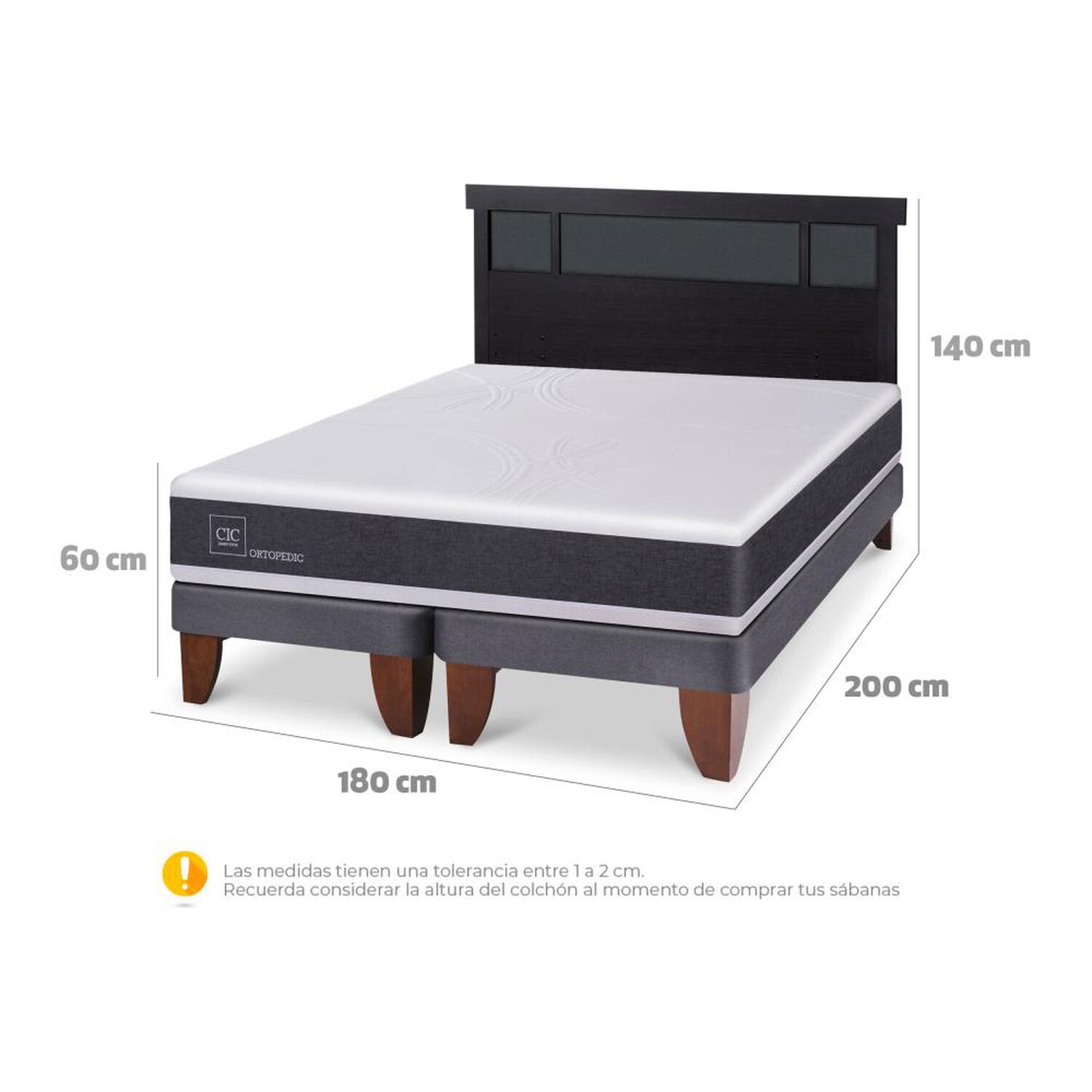 Cama Europea Cic Ortopedic / King / Base Dividida + Respaldo image number 5.0
