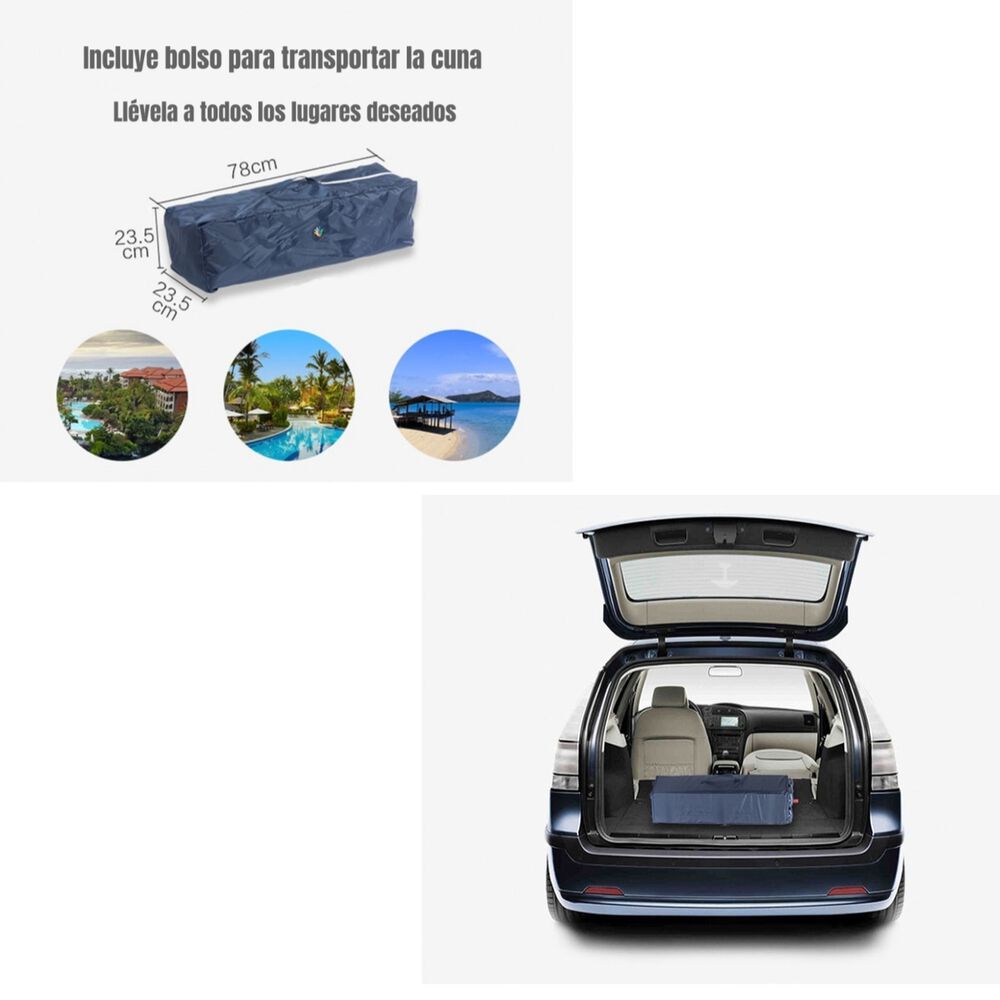 Cuna Corral Con Mudador Mosquitero Colch&oacute;n Azul Lubabycas image number 2.0