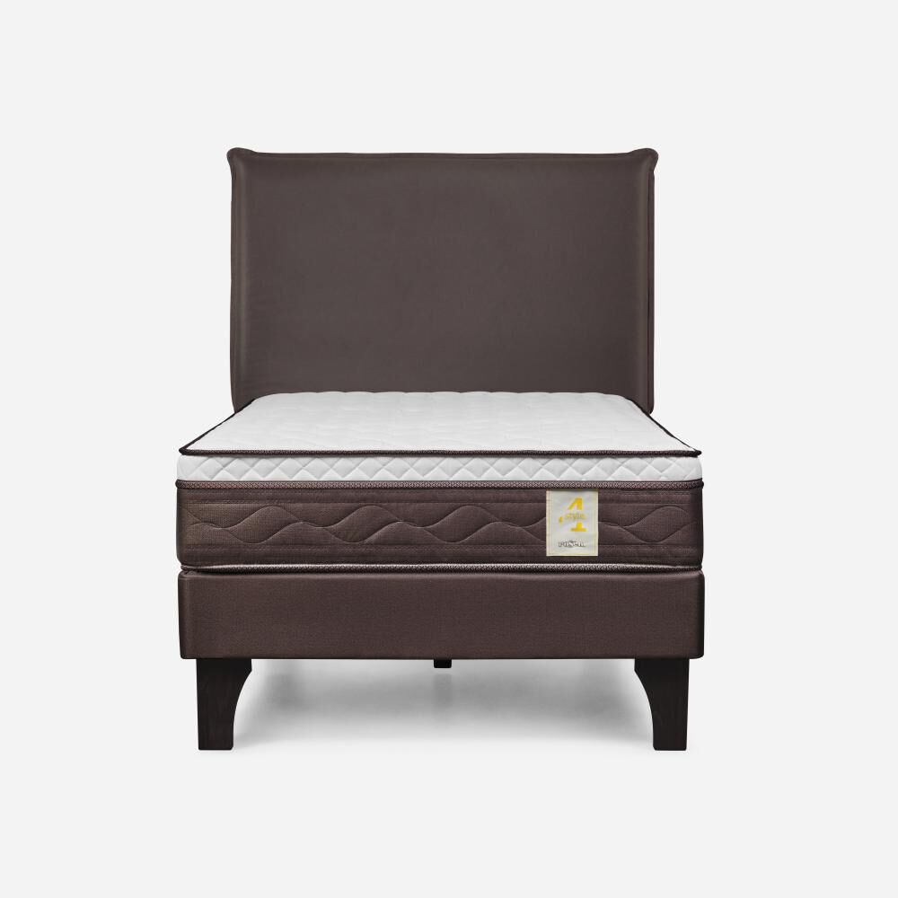 Cama Europea Rosen New Style 4 Plus / 1 Plaza / Base Normal  + Respaldo Maurice Chocolate image number 0.0