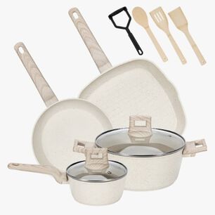 Bateria Cocina Antiadherente Granito Bifera Aluminio 10 Pcs