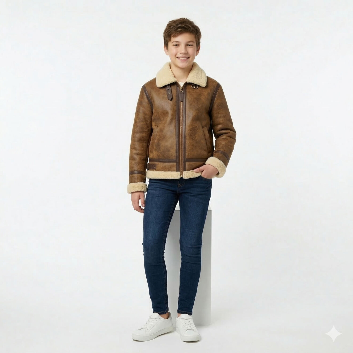 Chaqueta Ni&ntilde;o Aviador Estilo Piloto Abrigada Invierno image number 5.0