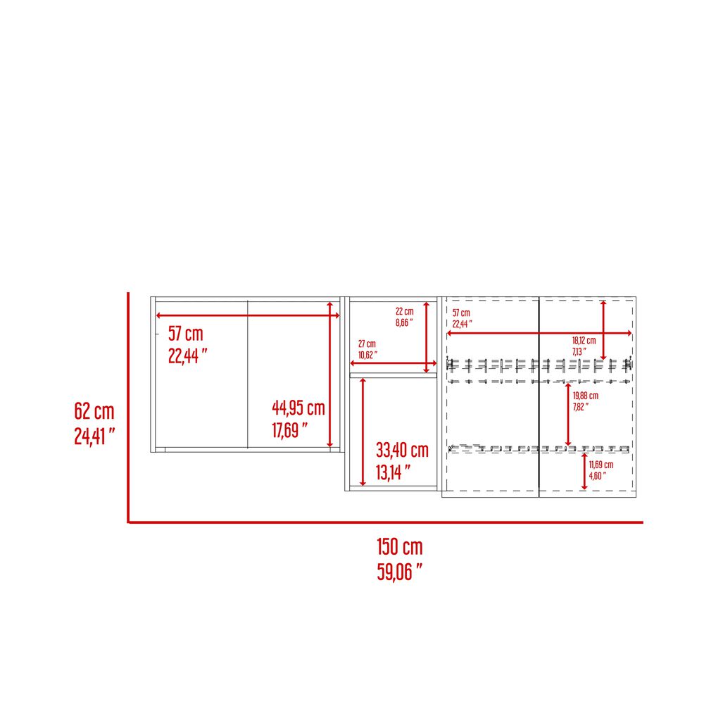 Mueble Superior De Cocina 62x150x34,5 Cm Café Claro image number 6.0
