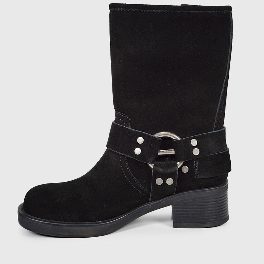 Bota Botín Cuero Biker Negro image number 4.0