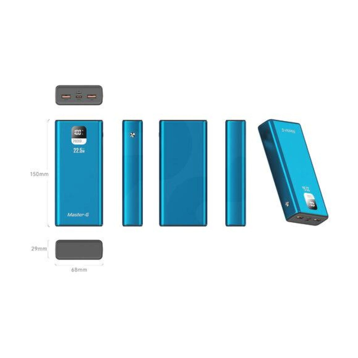 Master-g - Bater&iacute;a Externa Power Bank 20000 22.5w - Azul image number 3.0