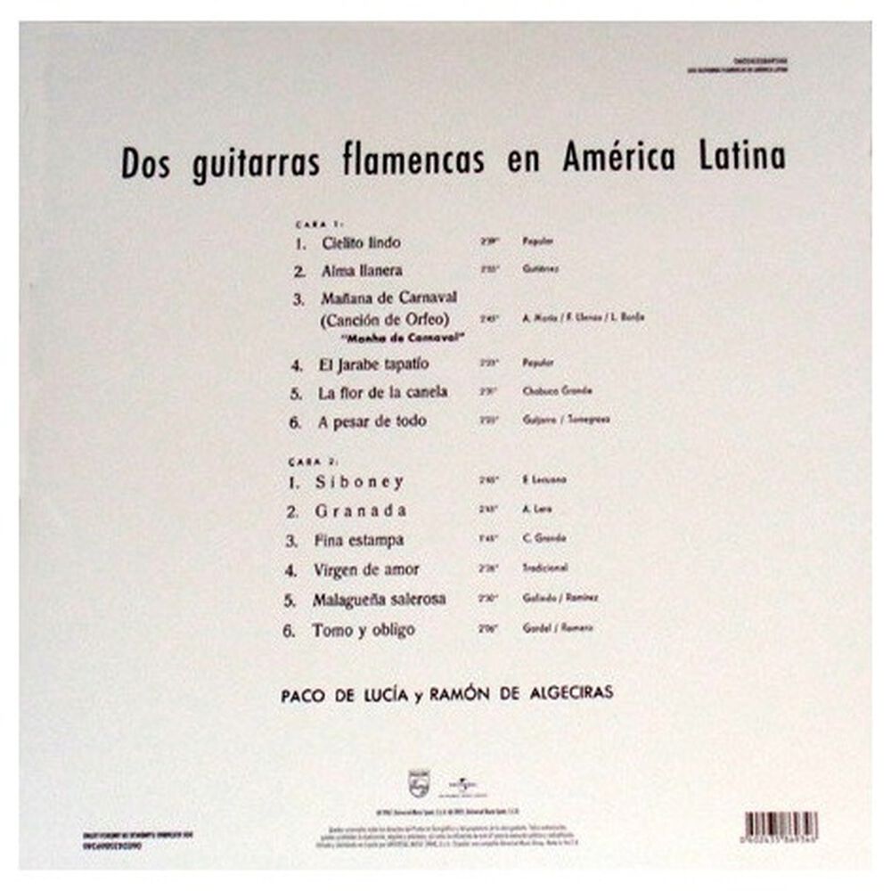 Paco De Lucia - Dos Guitarras Flamencas En America Latina | Vinilo image number 1.0