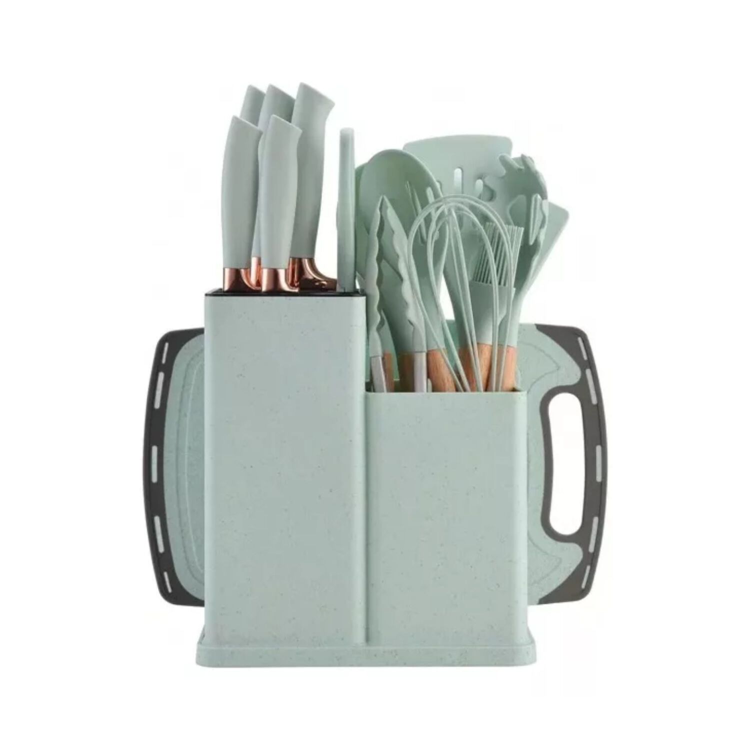 Set 19 Utensilios Cocina Silicona Acero Inoxidable Verde image number 1.0