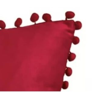 Funda De Cojines Con Pompones. Medida 45x45. Terciopelo. Rojo
