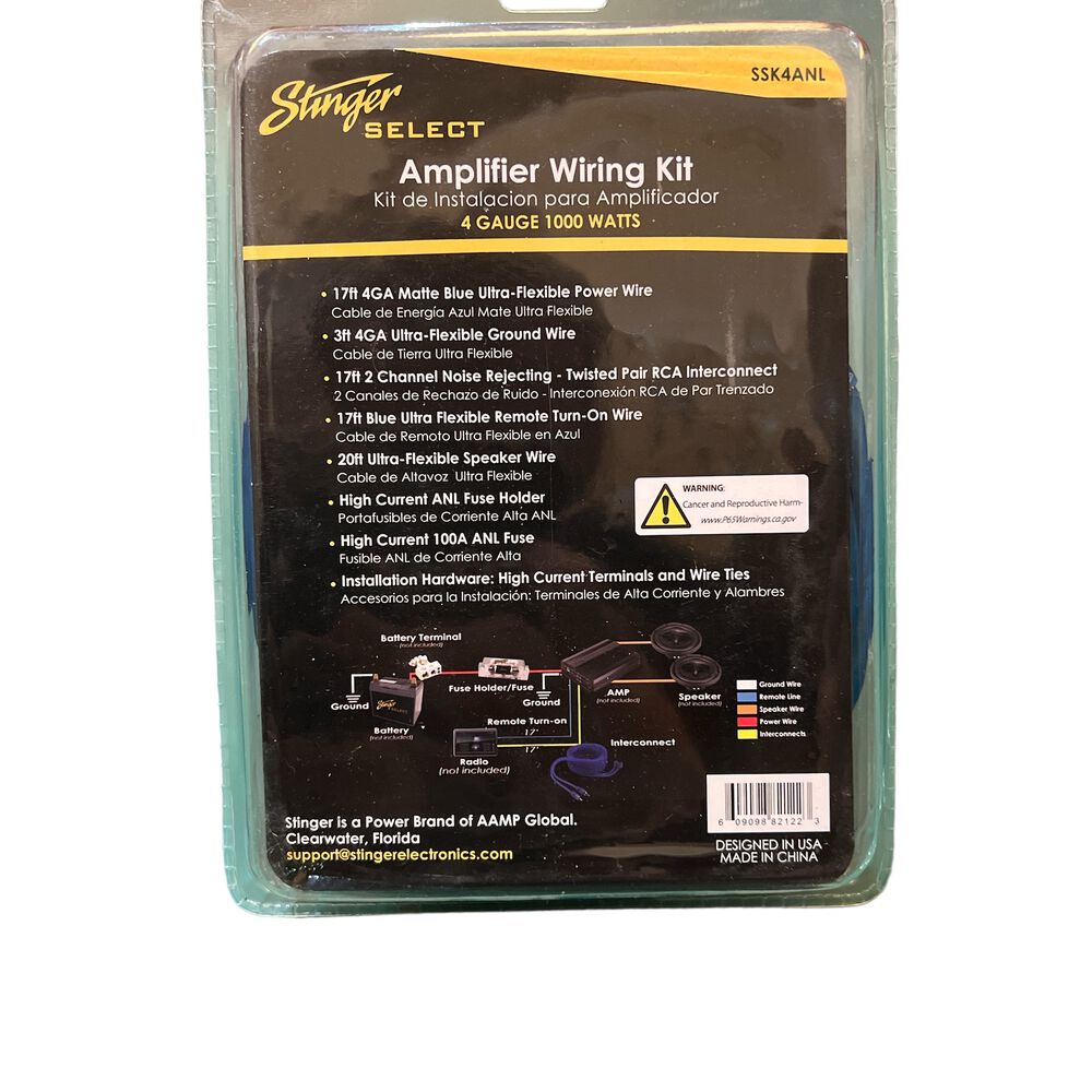 Kit De Cables Instalación Stinger Ssk4anl 4ga Fusible De 100amp image number 2.0