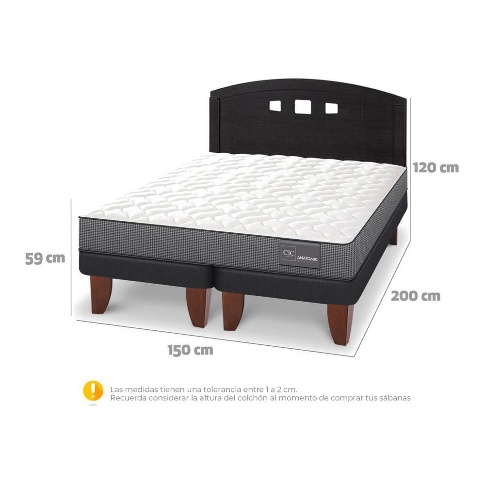 Cama Europea Cic Anatomic / 2 Plazas / Base Dividida + Respaldo image number 4.0