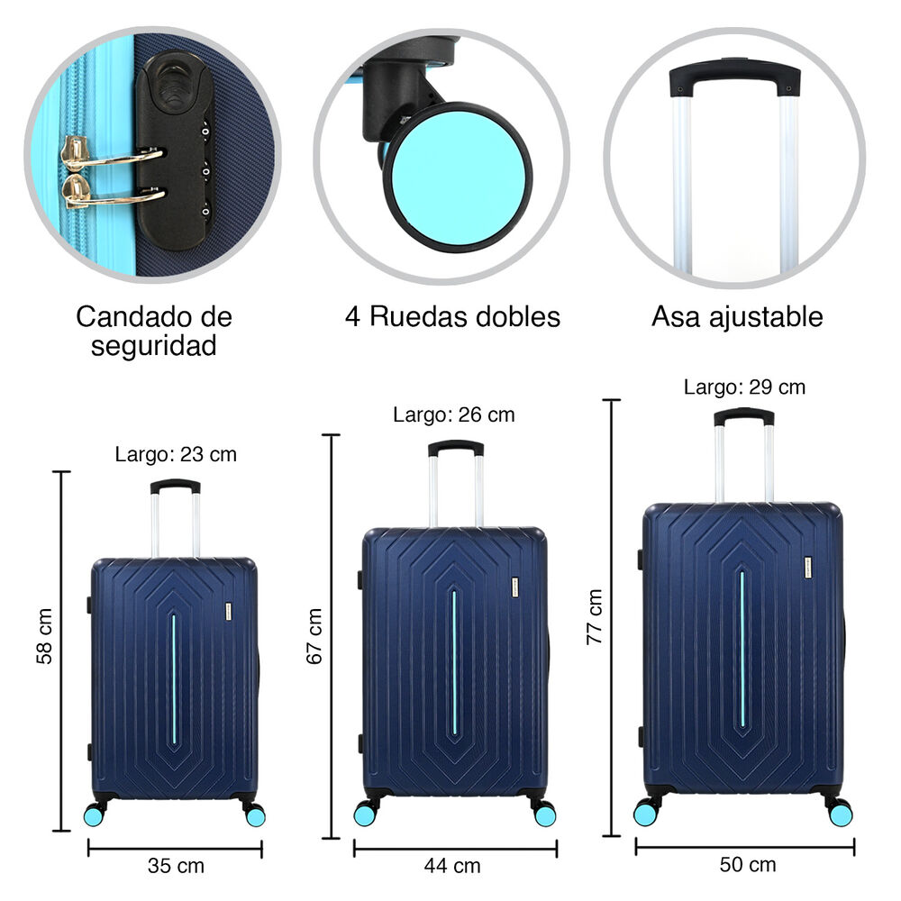 Set Maletas Rígidas Majesty S M L Azul image number 2.0