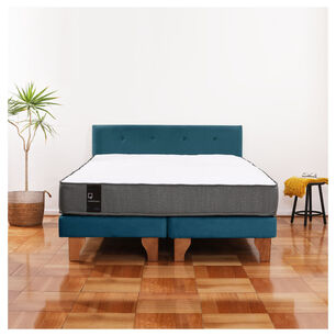Cama Europea Zen Best Tela Velvet Azul 2 Plazas + Respaldo