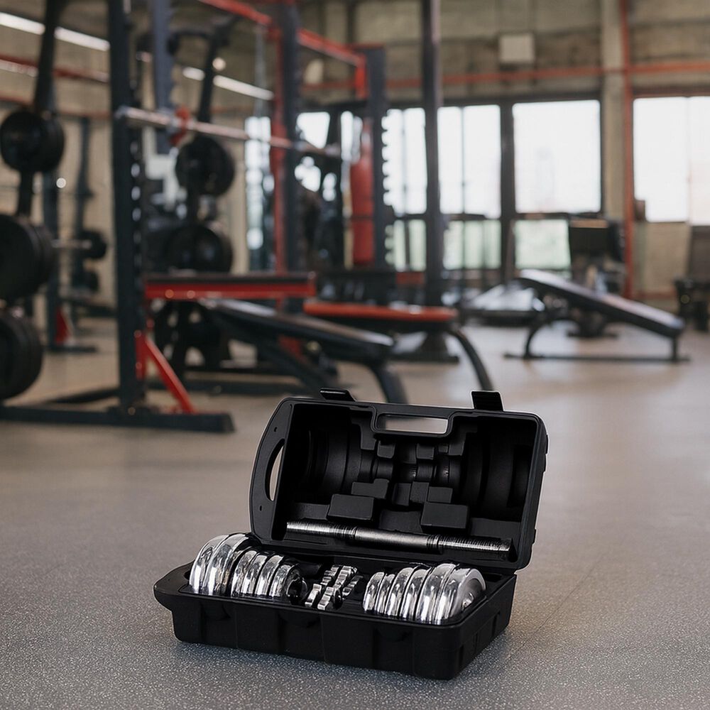 Set De Mancuernas Cromadas Ajustables De 30kg + Malet&iacute;n image number 5.0