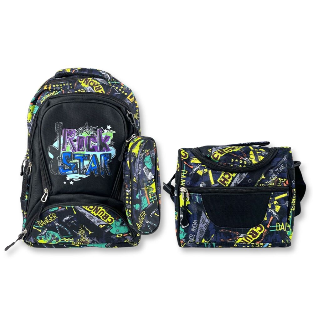 Pack Mochila Lonchera 45cm Juvenil Y Escolar Rock Star image number 0.0