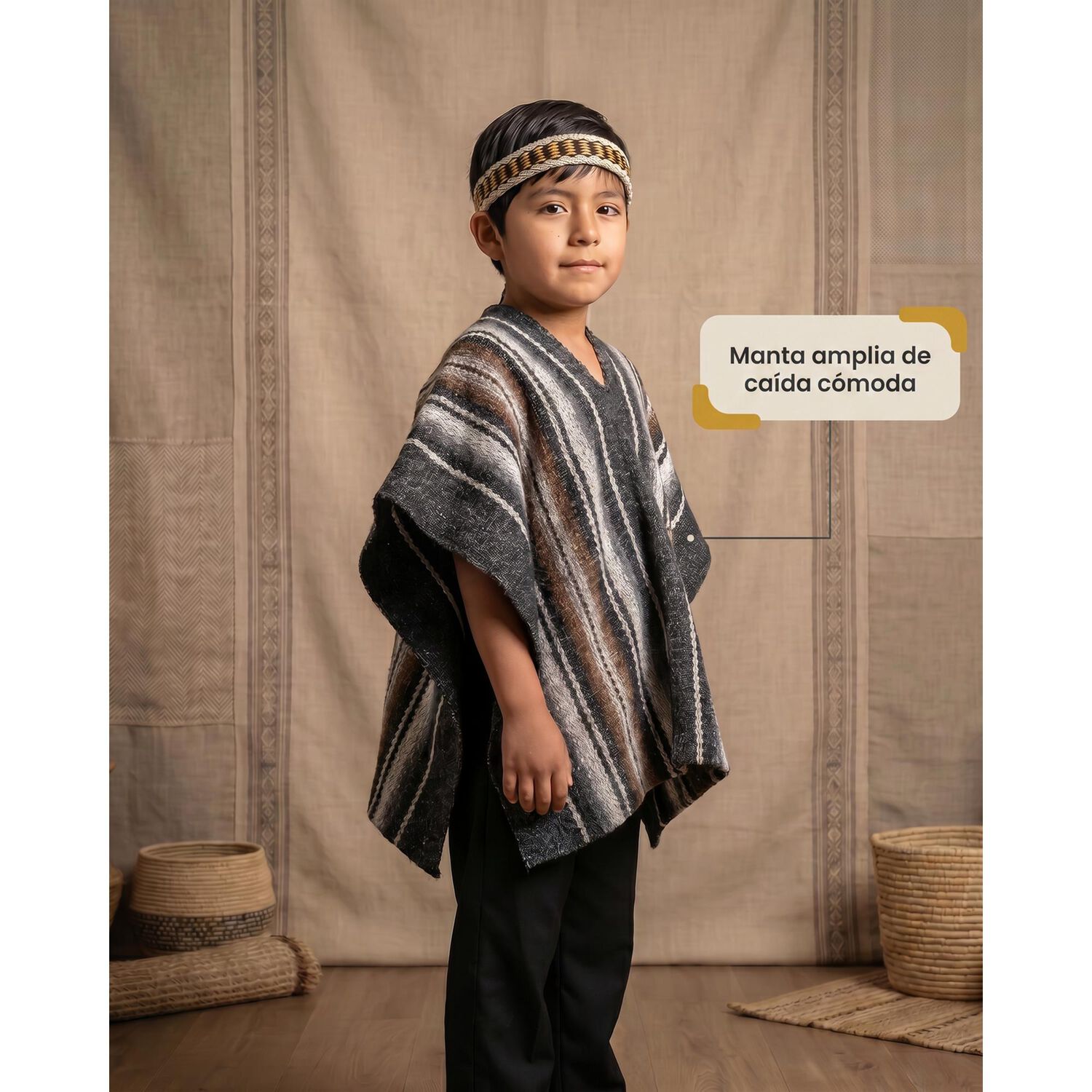 Traje T&iacute;pico Mapuche Con Accesorios Trapelacucha - Disfraz image number 13.0