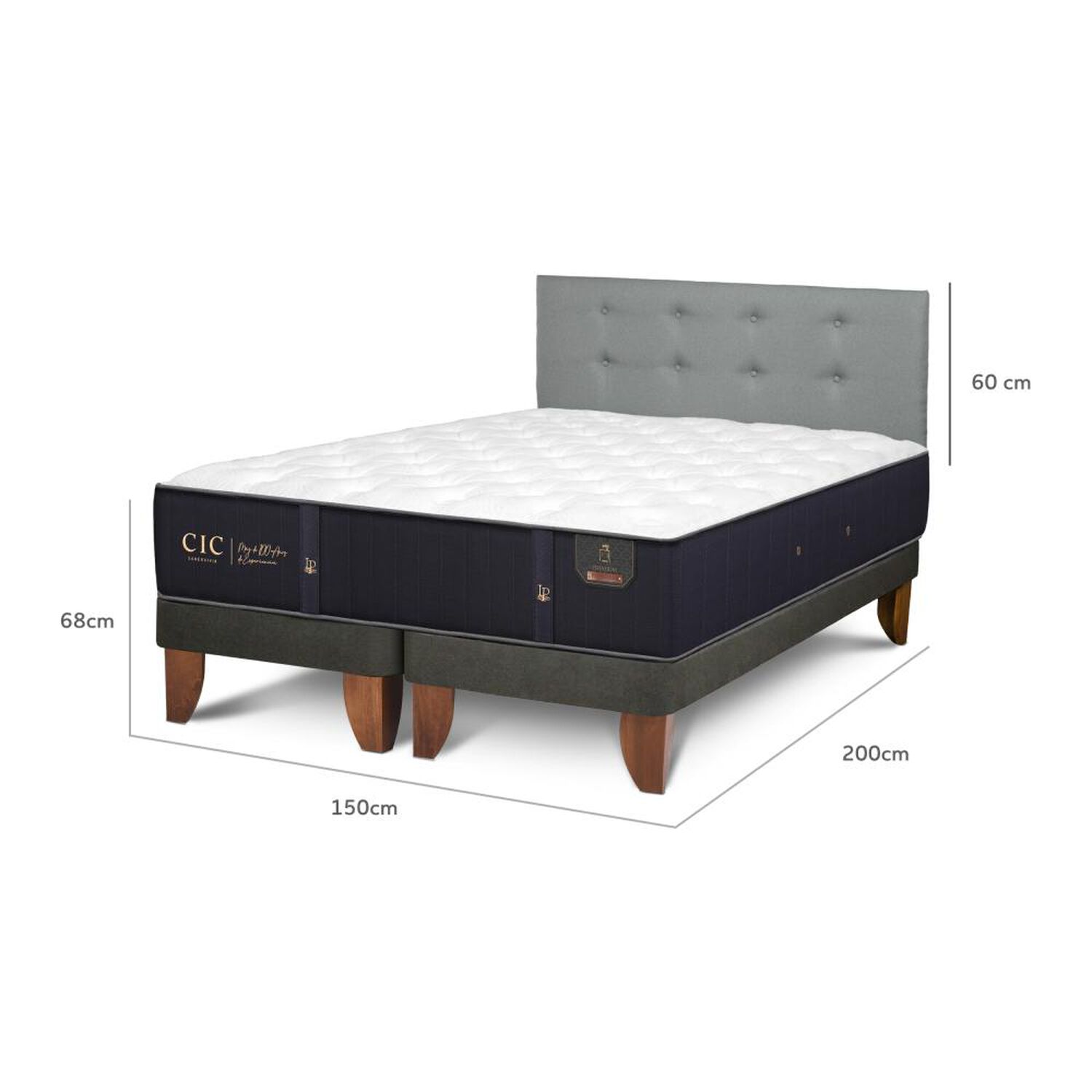 Cama Europea Cic Premium / 2 Plazas / Base Dividida + Respaldo image number 4.0