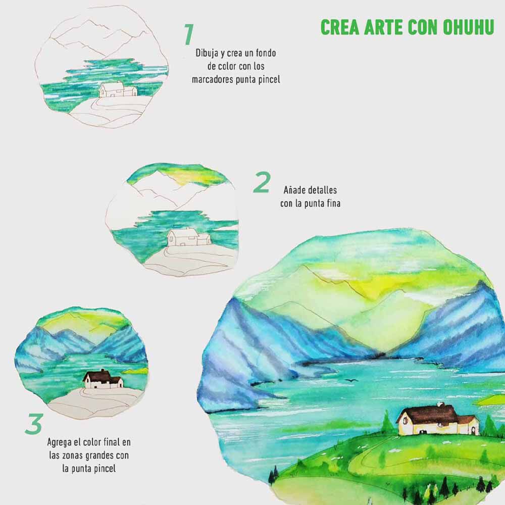 Ohuhu Maui 100 Marcadores A Base De Agua,pincel&fineliner image number 4.0