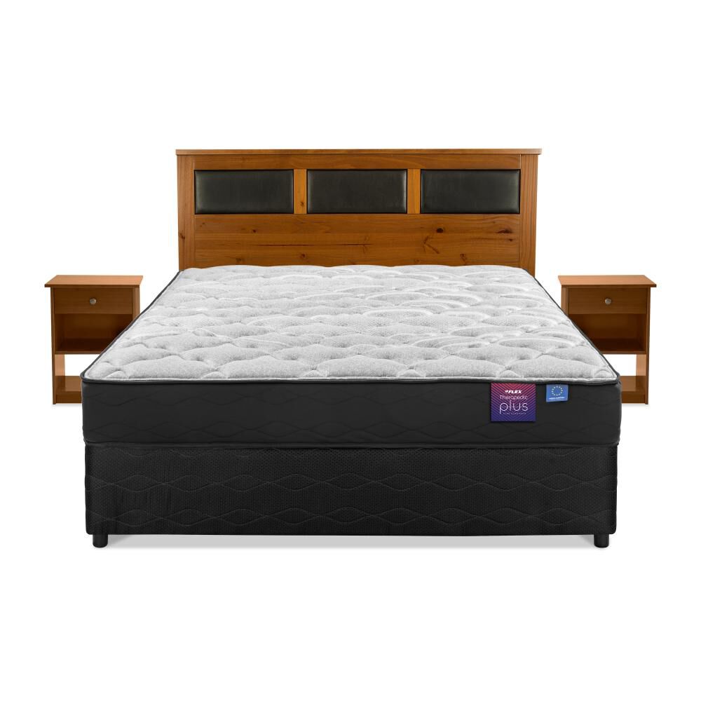 Cama Americana Flex Therapedic Plus / 2 Plazas / Base Dividida + Set De Maderas image number 1.0