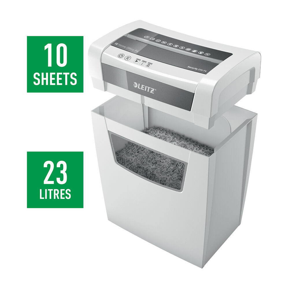 Trituradora De Papel Leitz Iq Home Office P4 Corte Confeti Capacidad 10 Hojas Papelero 23l image number 3.0