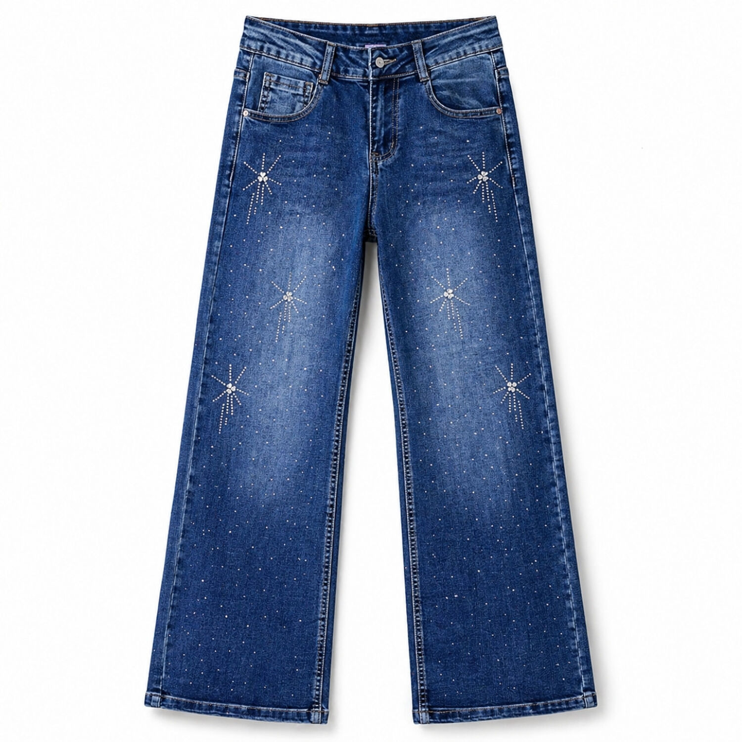 Jeans Ni&ntilde;a Recto Con Brillos Pedrer&iacute;a Moda Urbana Denim image number 5.0