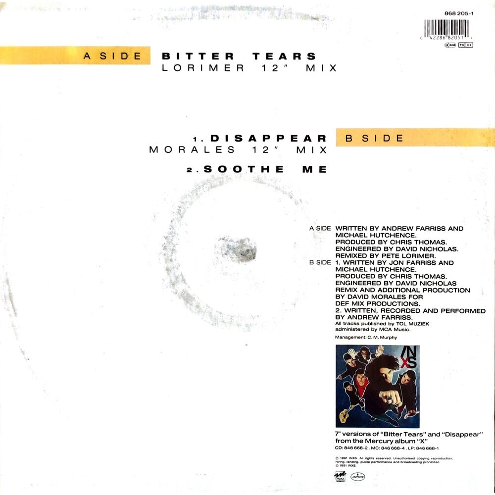 Inxs - Bitter Tears/disappear | 12" Maxi Single Usado image number 1.0