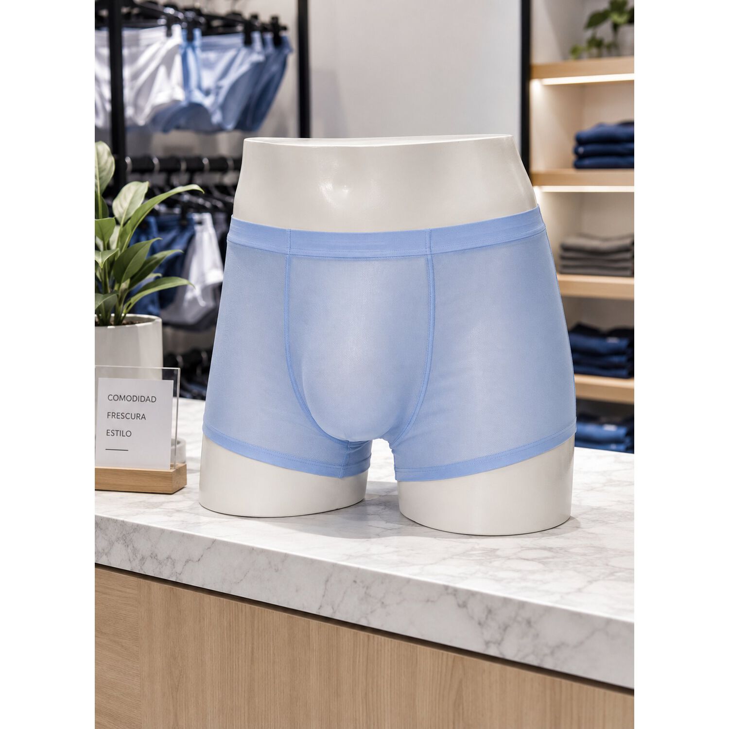 Boxer De Seda Sexy Trasnlucido Hombre Sin Costura 3piezas image number 1.0