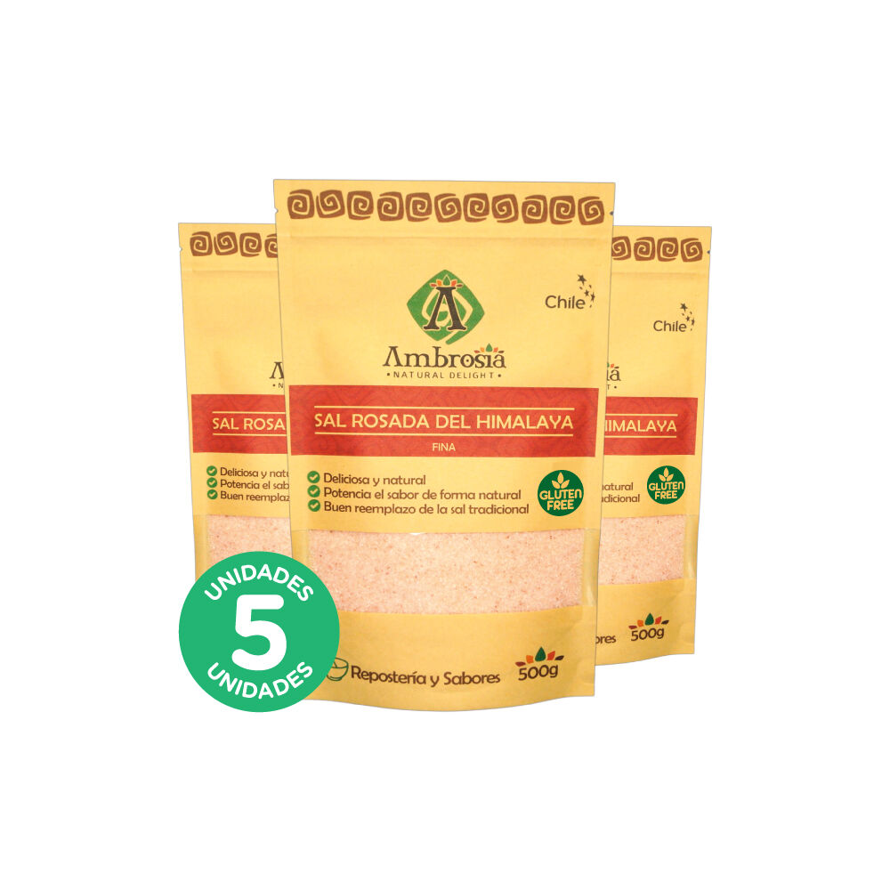 Pack 5, Sal Rosada Del Himalaya Libre De Gluten Y Vegana 500gr image number 0.0