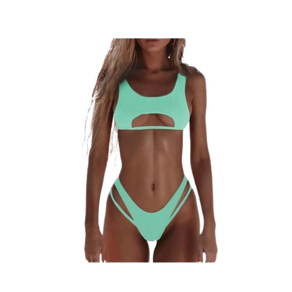 Traje De Ba&ntilde;o Bikini Corte Alto Ahuecado Sexy 2 Piezas 2022 image number 9.0