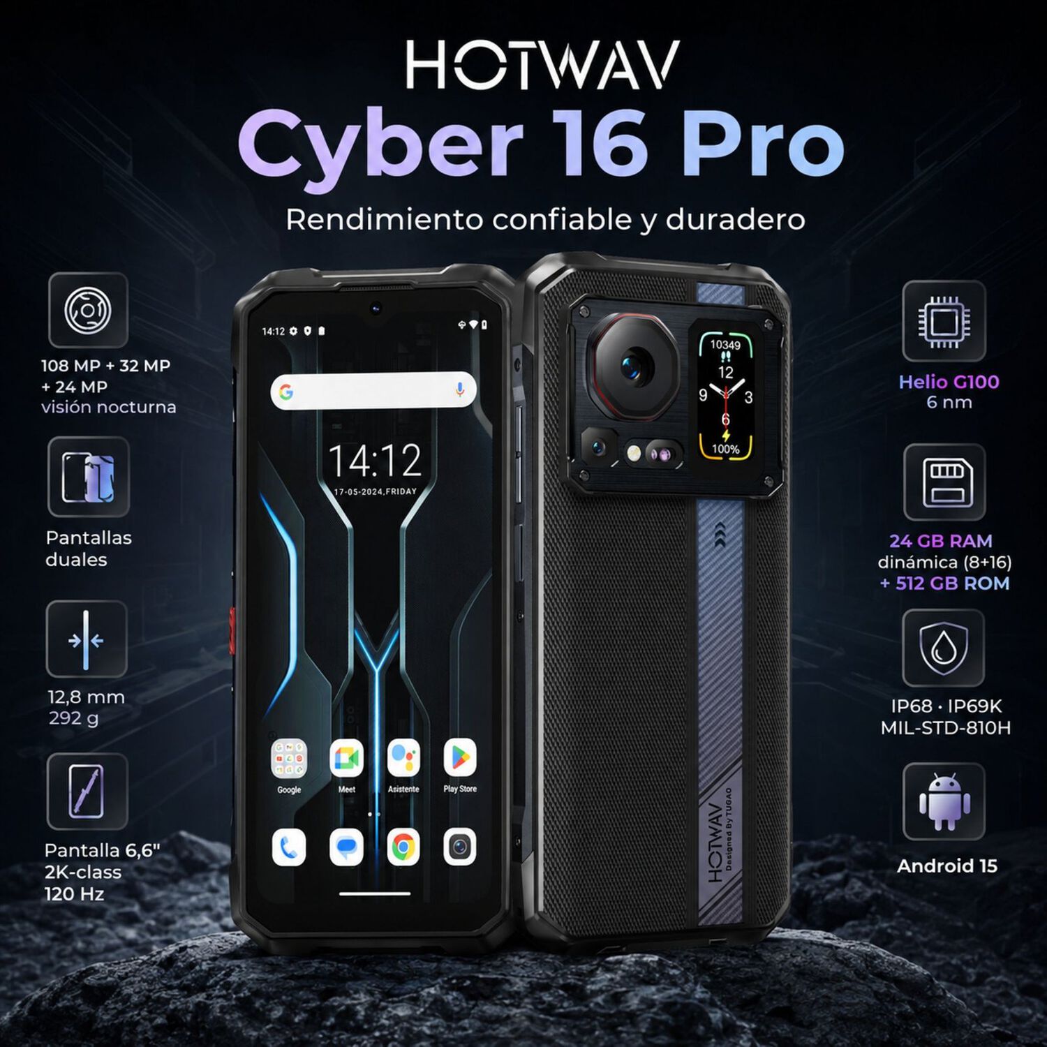 Hotwav Cyber 16 Pro Celular Rugged 24gb 512gb image number 1.0