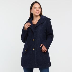 Chaqueta Abotonada Regular Cuello Alto Con Capucha Mujer Sexy Large