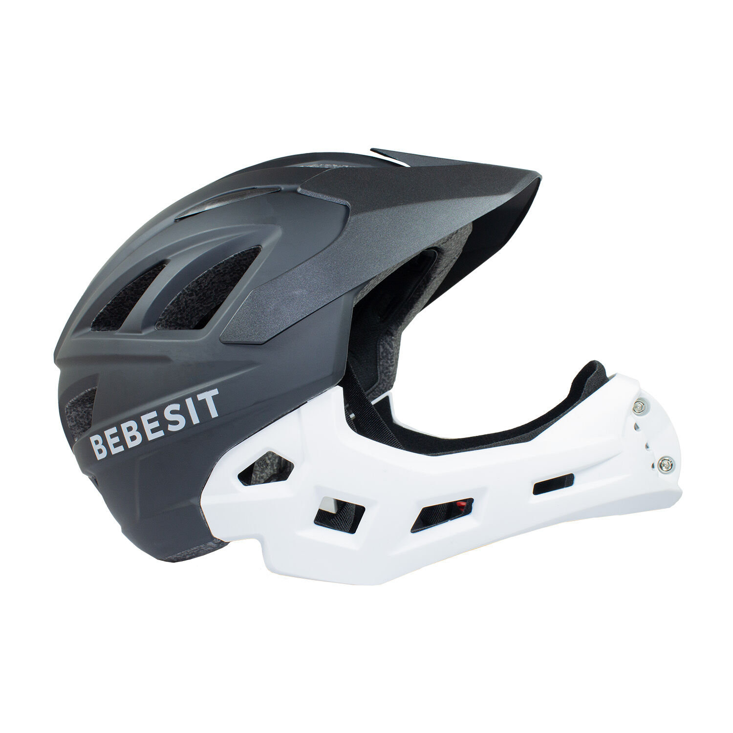 Casco Integral Bici Cross Rejilla Desmontable Blanco Negro image number 1.0