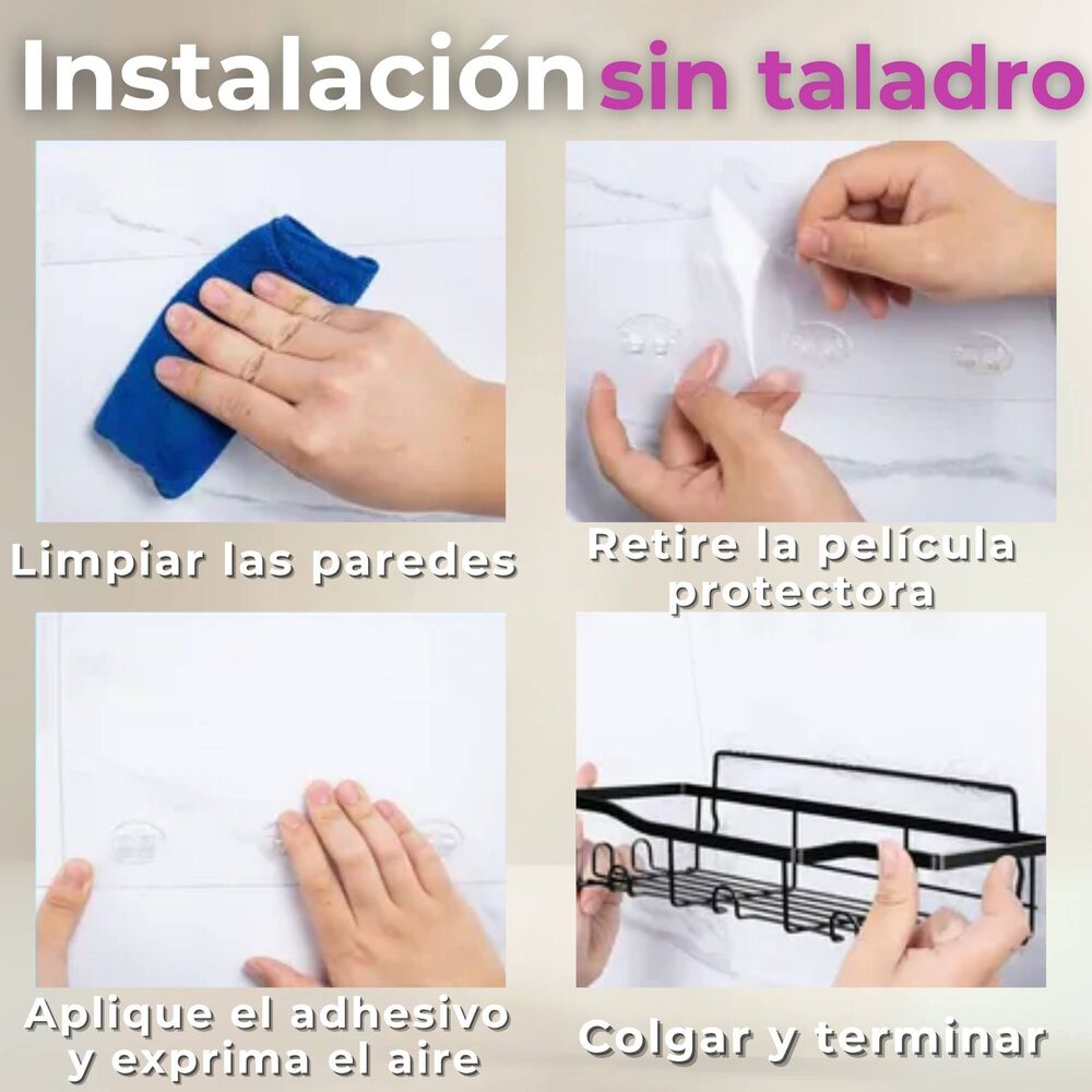 Set Organizador Esquinero Baño 5 Piezas Acero Inoxidable Instalación Adhesiva image number 6.0
