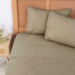 Sabana 144 Hilos Lisas 2 Plazas Verde