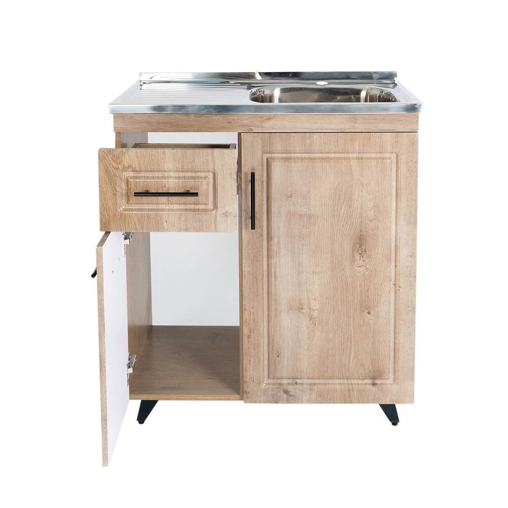 Kit Mueble Lavaplatos Wood Izquierdo Domsa (incluye Desagüe Con Sifón) 80x50x90cm image number 1.0