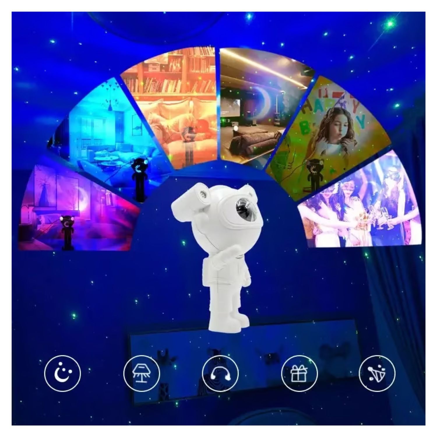 Proyector Astronauta Luz Led Galaxia Usb Bluetooth Parlante De M&uacute;sica image number 5.0