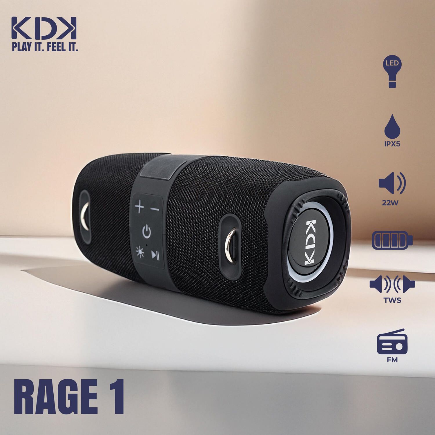Parlante Mini Bluetooth Kdk Boombox 22w Negro image number 3.0