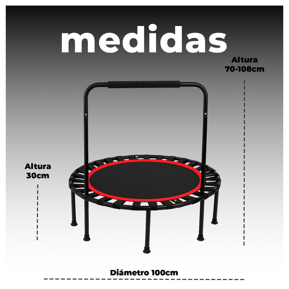 Trampolín Fitness Con Soporte, Ligas Y Plegable 100cm image number 3.0