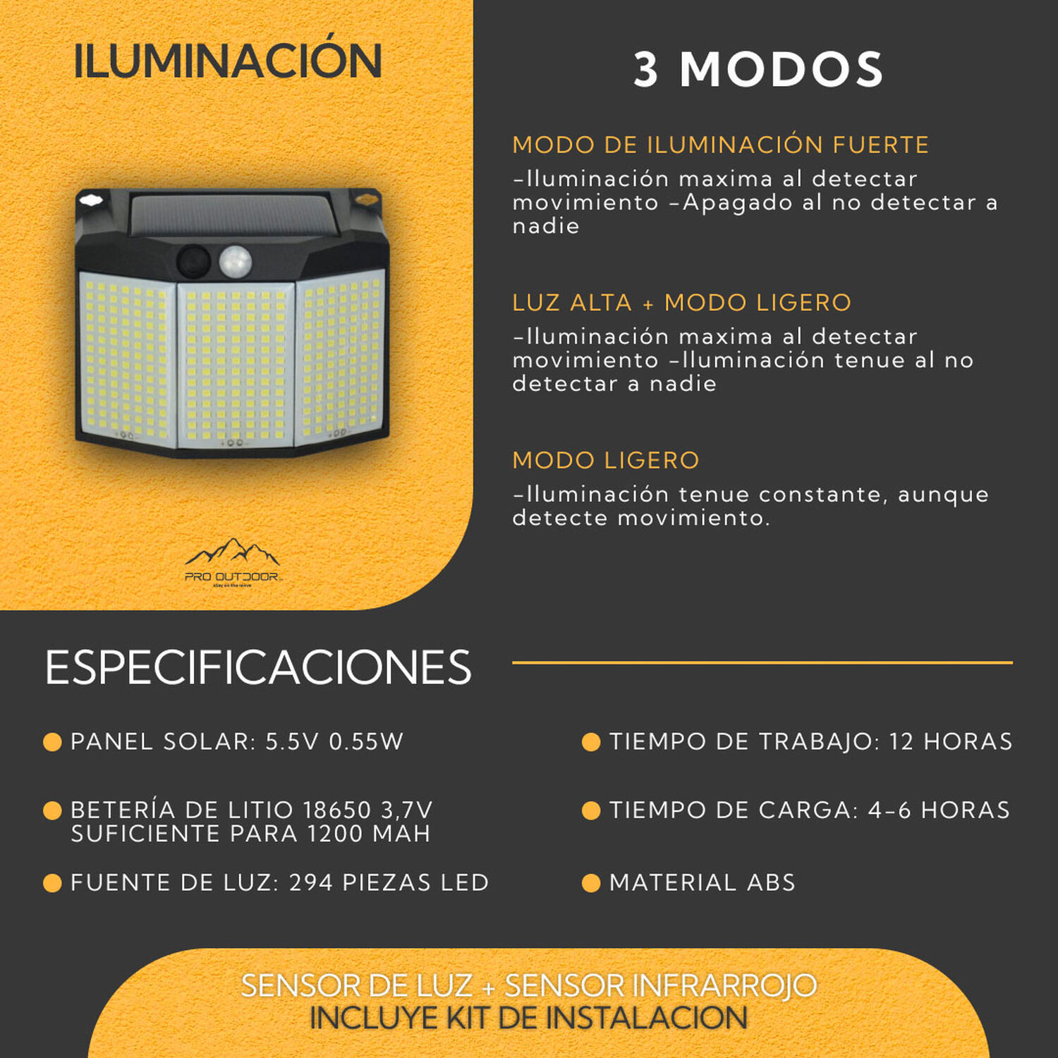 Aplique 294 Led Solar Contra Agua image number 4.0