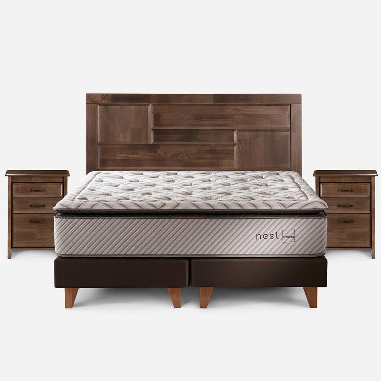 Cama Europea Rosen Nest / 2 Plazas / Base Dividida + Set De Maderas Dolce image number 0.0