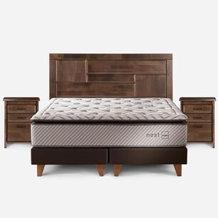 Cama Europea Rosen Nest / 2 Plazas / Base Dividida + Set De Maderas Dolce